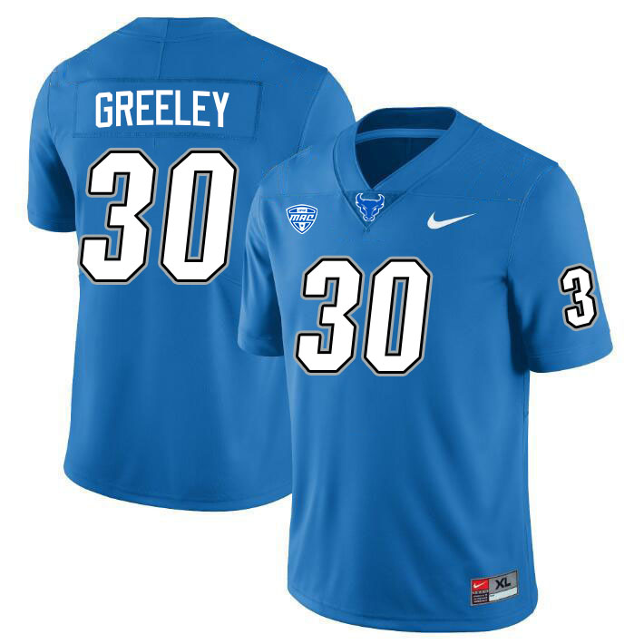 Buffalo Bulls #30 D'Andre Greeley College Football Jerseys Stitched Sale-Blue